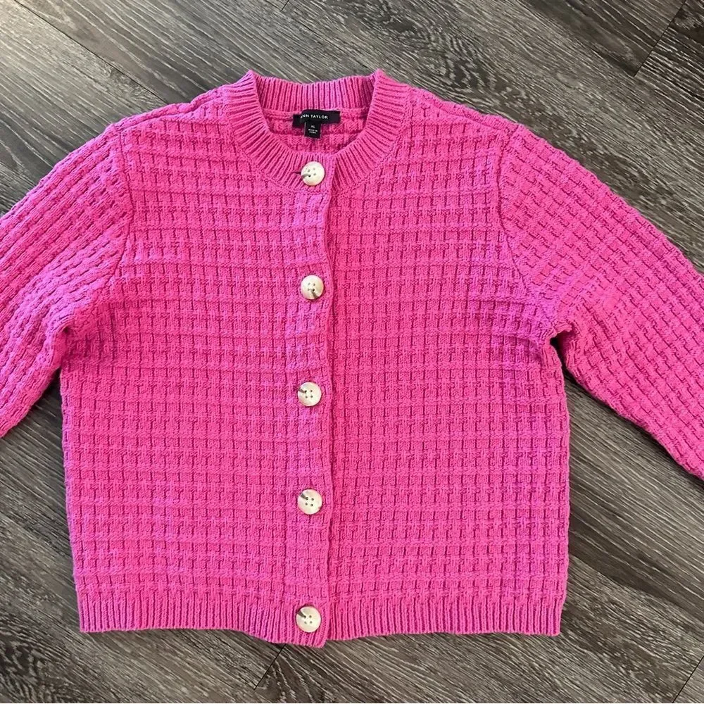 Ann Taylor Geo Stitch Sweater Jacket New - Picture 3 of 7